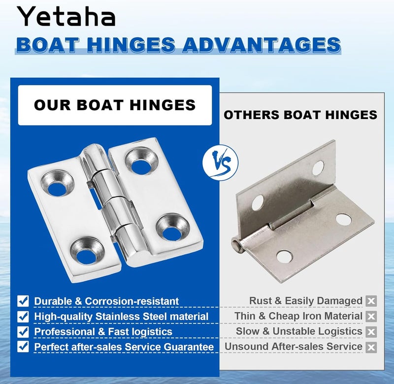 Yetaha Heavy Duty Stainless Steel Marine Grade Boat Hinges - Image 3